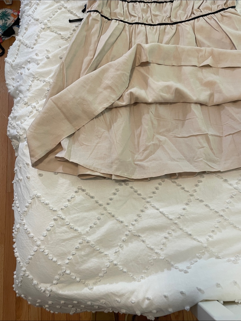 No Boundaries mini dress cream black ribbon ties ruffled square neckline nwt - Picture 14 of 16